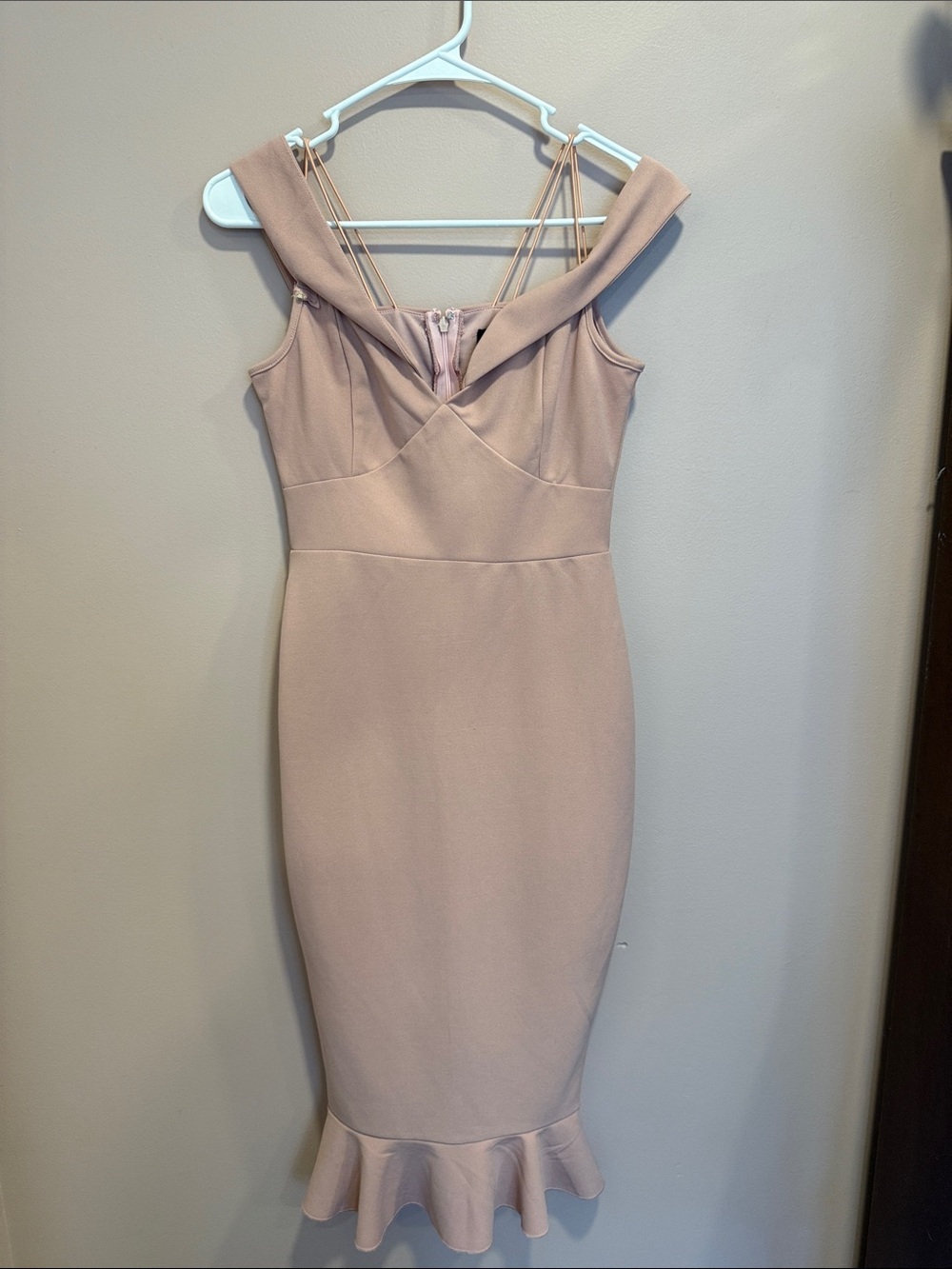AX Paris Blush Pink Off-Shoulder Strappy Midi Dress